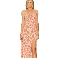 NWT ASTR the Label Elsie Maxi Dress with SLIT Babydoll Smocked Fem Floral XL