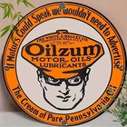 Vintage Round Metal Tin Sign Oilzum Every Journey Retro Motor 8x8