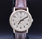 Vtg TIMEX 1988 Watch Women Military Time Camper Style Leather NEW BATTERY BAND