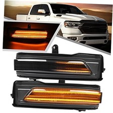 2Pcs Amber Sequential Blink Dynamic LED Side Mirror Marker Lights smoked lens