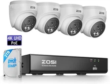 ZOSI 8CH C220 4K 8MP POE NVR Security Camera System 4MP Outdoor Dome IP Cams 2TB
