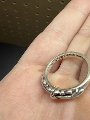 CHROME HEARTS Mini Floral Cross Ring Silver Size 10 W