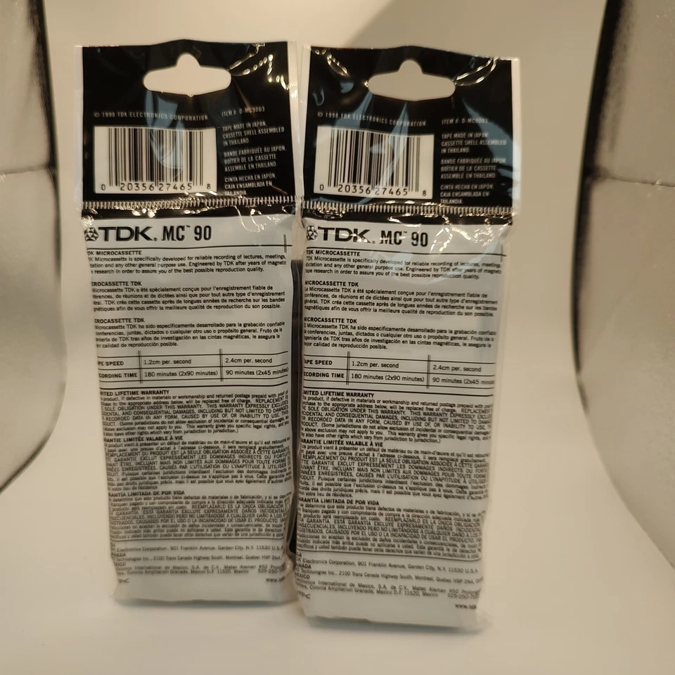 Microcassetes TDK MC90 2 pacotes - Imagem 2 de 2