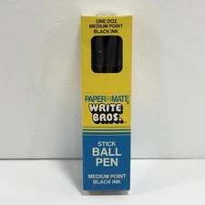 Vintage 1978 Paper Mate Write Bros Stick Ball Pen Medium Black Ink SEALED Box
