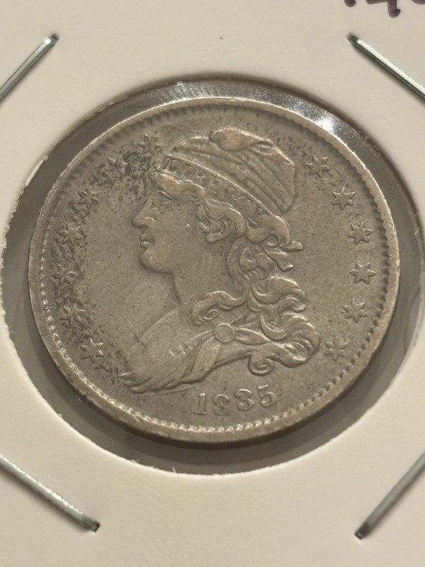 1835 Capped Bust Quarter 25C Philadelphia Business Strike Silver KM#36 .8924