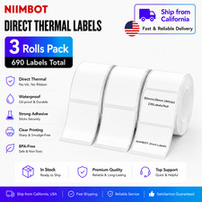 3PK Label Maker Tape 50x30 mm (2 x 1.18") Thermal Sticker for NIIMBOT B1 B21 B3S