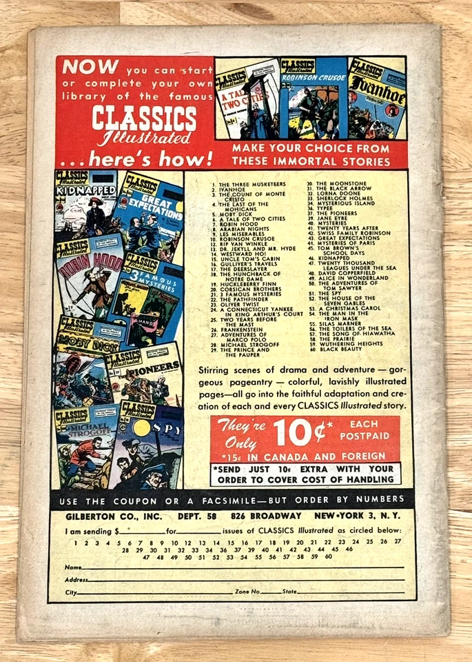 Classics Illustrated WUTHERING HEIGHTS #59 HRN 60 1st Edition Comic Book GOOD - Image 3 of 4