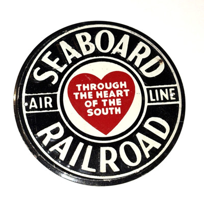 Seaboard Eisenbahn Post Müsli Blechschild Zug Metall Vintage 50er Jahre