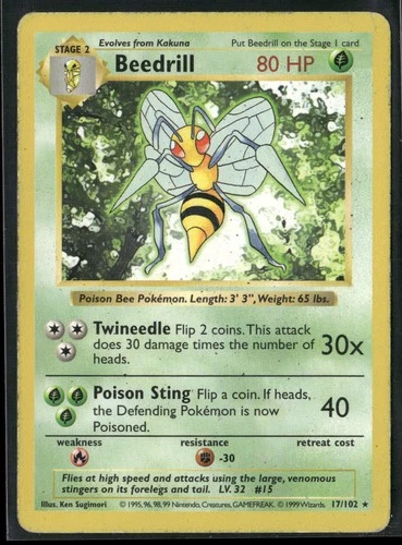 Base Set (Shadowless) #017/102 Beedrill