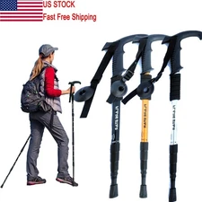 Pair of 2 Trekking Walking Hiking Sticks Anti-shock Adjustable Alpenstock Poles