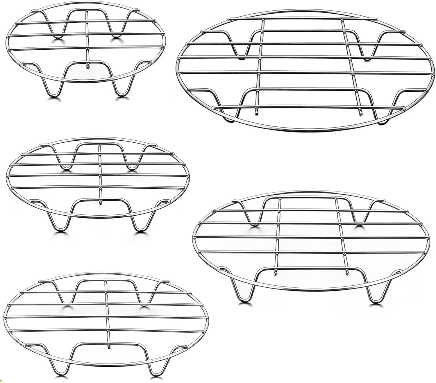 5 Pcs Round Cooling Racks for Cooking and Baking, Stainless Steel Steaming Rack