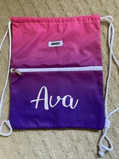 draw string bag. Cinch Backpack. Pink Purple Bag Ava Monogram EUC Wandf