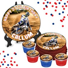 Motocross Dirt Bike PERSONALISED Edible Cake Cupcake Toppers Birthday Party Gift