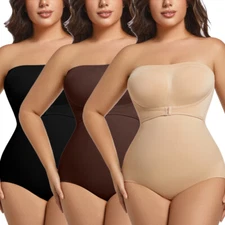 Plus Size Women Strapless Bodysuit Shapewear Tummy Control Body Shaper Tube Tops