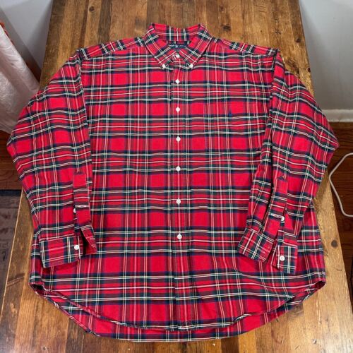 Polo Ralph Lauren Shirt Mens Large Red Plaid Button Up Big Shirt Casual Preppy - Picture 1 of 12