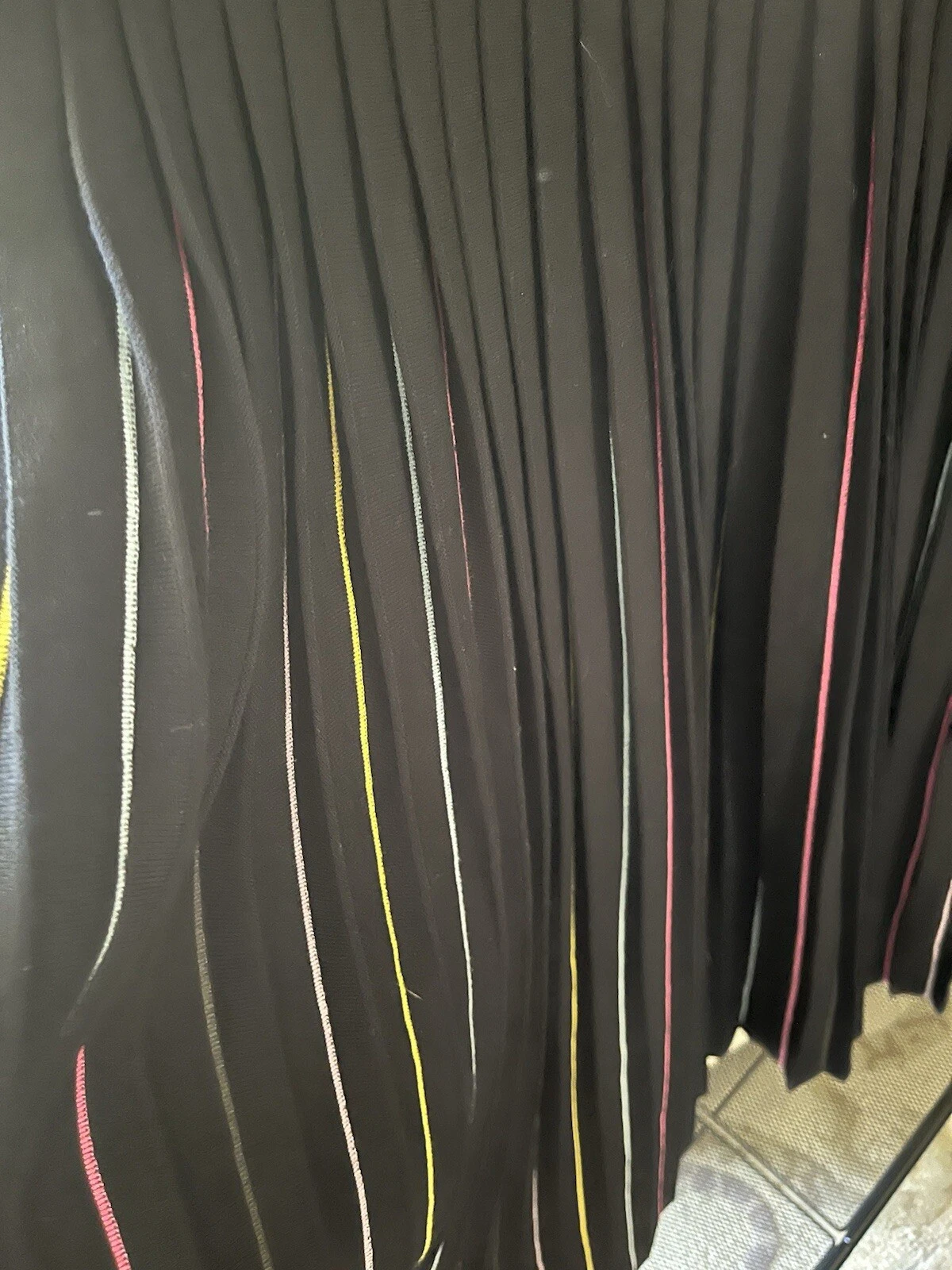 NEW Kate Spade Sweater Dress Black Multicolor S Small Pleated Striped Midi