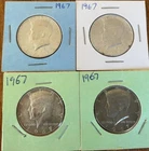 FOUR (4) 1967 P Kennedy Silver 1/2 Half Dollar Coin Excellent Condition