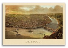 St. Louis Missouri 1873 Historic Panoramic Town Map - 24x36