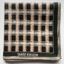 JAPAN HANDKERCHIEF MEN'S COTTON VINTAGE ART GREEN CHECKS POCKET SQUARE 18" B0353