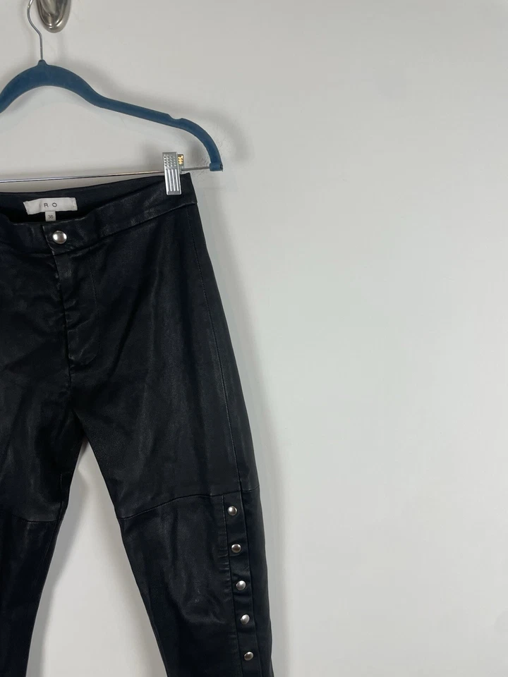 Pantalones ajustados de cuero de cordero IRO Sabrina talla 36 (4) negros con tachuelas Moto elásticos Foto 4 de 4