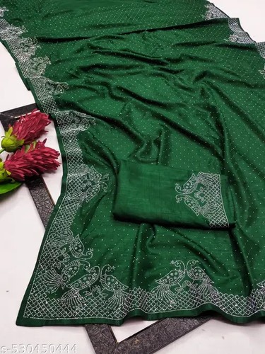 New kumari peacock design saree dola silk saree with blues pis - Picture 6 of 7