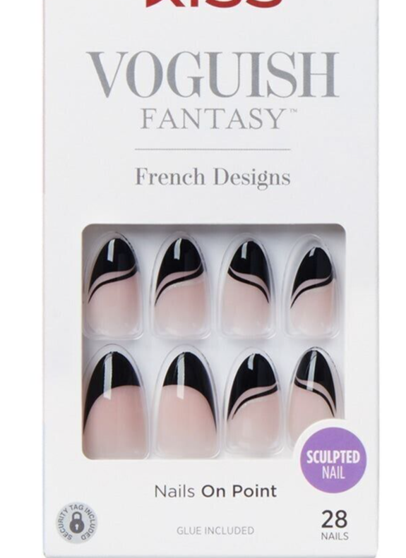 KISS VOGUISH GEL FANTASY 28pc Set MEDIUM Glue-On Nails MAGNIFIQUE