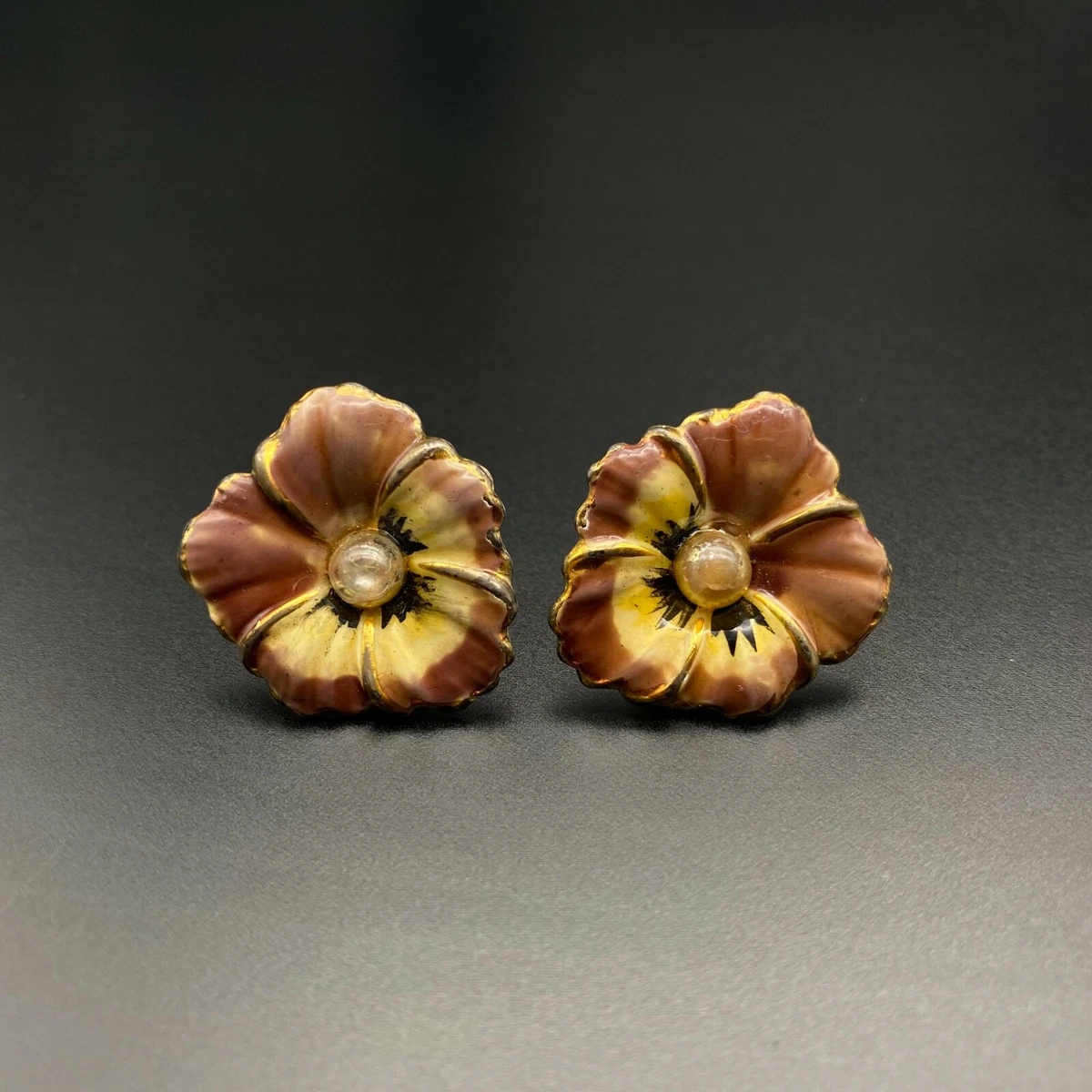 Vintage enamel flower earrings sale