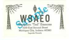 MICHIGAN CITY,INDIANA-W9AE0-QSL CARD-THEODORE EMMONS-(IN-M)