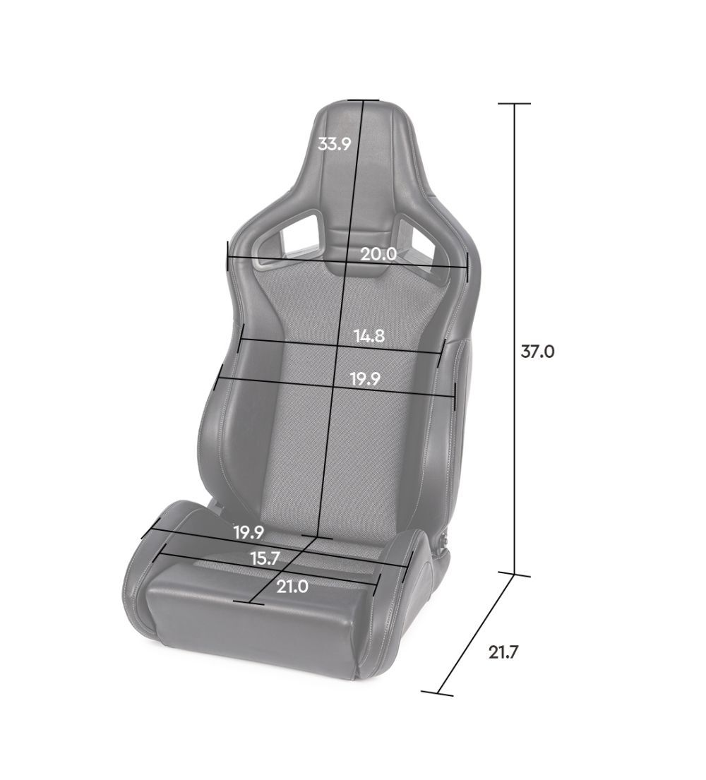 1 Pair Black Reclinable Bucket Seats Universal PVC Racing Seats with 2