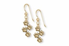 Dog Paw Earrings Jewelry 14k Gold Handmade Dog Earrings PAW4-EG