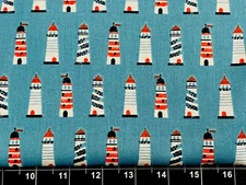 Tina Scrap 9”x21” Beach Small Patriotic Lake Mini Lighthouse Ocean Cotton Fabric