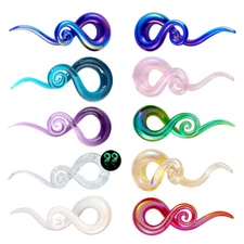 2Pcs Pyrex Glass Ear Plugs Spiral Taper Ear Weight Hanger Gauges Twist Stretcher
