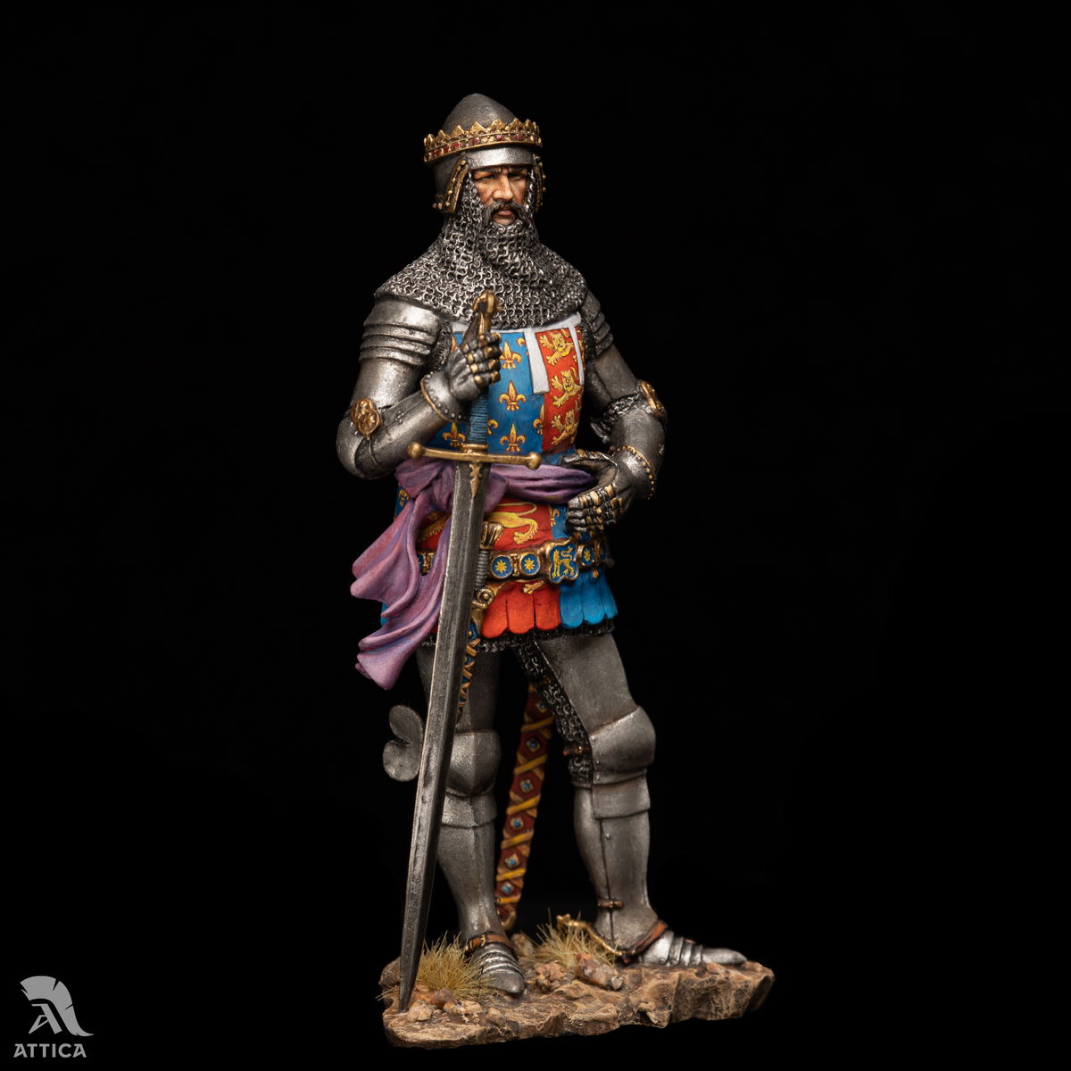 Figurine Édouard, Le Prince Noir 54mm – Soldat En étain Peint Niveau Musée – Andrea Miniatures