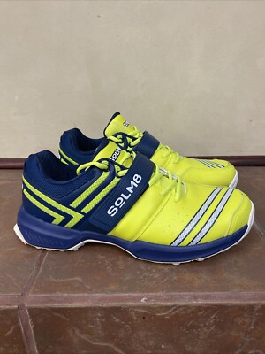 Solm8 S4 Cricket Shoes Mens 12 Rubber Sole Yellow Blue  display picture 2