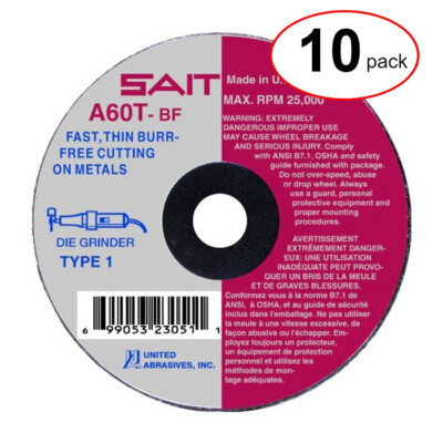 Sait 23051 - 3X.035X3/8 A60T Cut-off Wheel -  (10Pack)