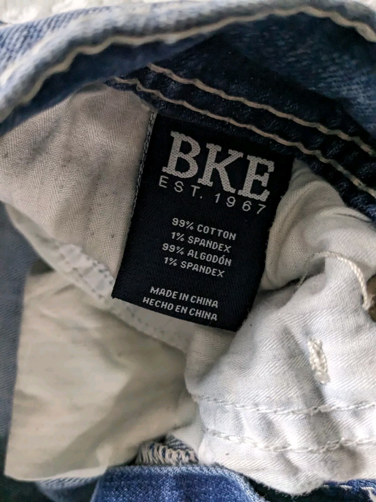 BKE Jake Straight Jeans 31x30 Blue Denim Distress Faded Whiskers Mid Wash READ