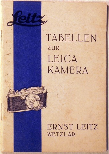 Original 1935 LEITZ German Language Booklet: Tables for the Leica Camera