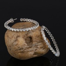 Eternity Design 925 Sterling Silver Hoop Earrings With Rainbow Moonstone