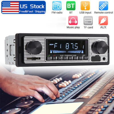 Bluetooth Vintage Car FM Radio MP3 Player USB Classic Stereo Audio Receiver AUX
