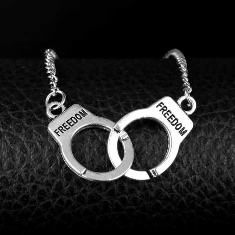 Bracciale con MANETTE Argento catena in ACCIAIO inox da Uomo Donna braccialetto - Immagine 2 di 4