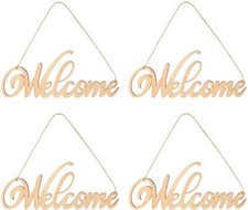 4-Pack Wooden Hanging Sign Unfinished Hanging Plaque Decorative Wood Plaque