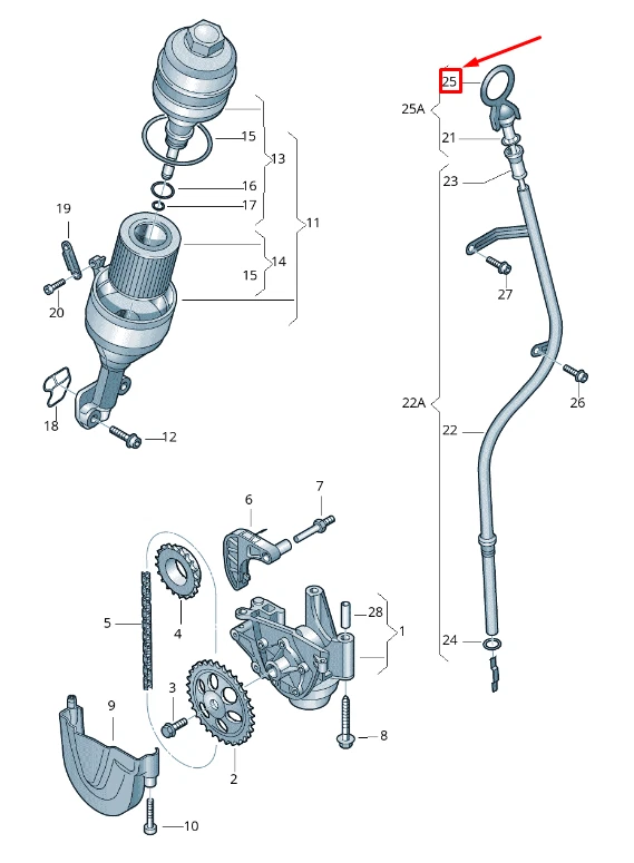 Skoda Rapid NH Engine Oil Dipstick 03E115611D, Genuine Part - Image 2 of 3