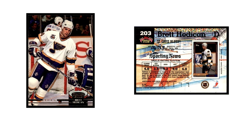 1992 Stadium Club Brett Hedican Hockey Cards #203 - Image 3 of 3