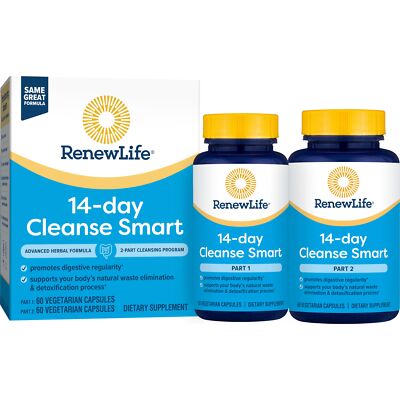 Renew Life Cleanse Smart 120 Count Herbal Detox Probiotic Capsules