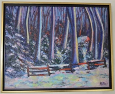 Beth Riso Original Fine Art Oil Painting - Winter Cottage  -  Bergen County NJ