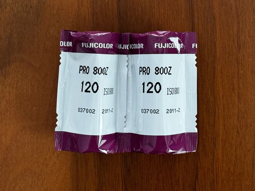 2 rolls Fujifilm Pro 800Z 120 medium format color negative film (Exp 2/2011)