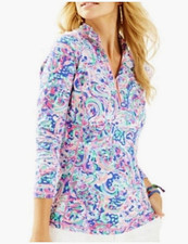 Lilly Pulitzer Luxletic Weekender 1/2 Zip Collared Stretch Pullover Paisley S
