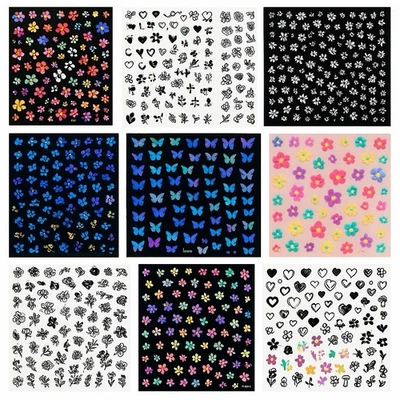 JCC 10 Sheet Random Flower Nail Art Sticker Set Mixed Designs Decals Floral