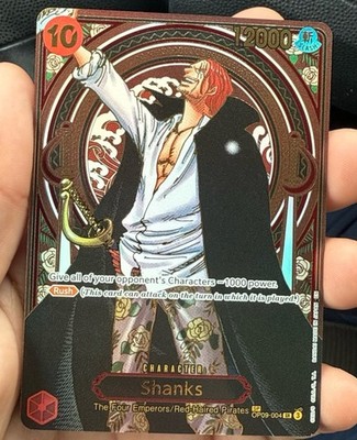 One Piece CCG Shanks OP09-004 SP Super Rare Rush 12000 Power Card (Gold)