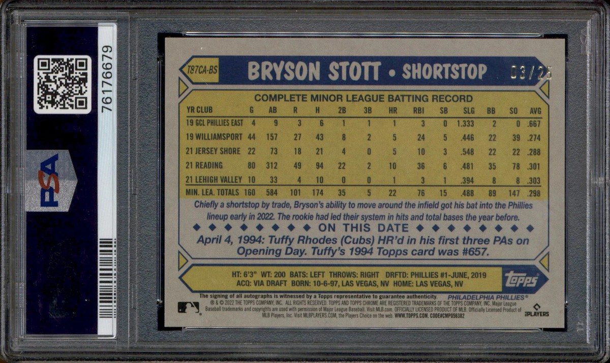 2022 Topps Silver Pack Rookie Autograph Orange Bryson Stott